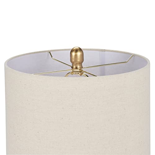 Nourison Home 22" Terracotta Orange Ceramic Table Lamp with Oatmeal Linen Shade for Modern Farmhouse, Bedside Lamp, Living Room Lamp, Small Accent Lamp for Dining Room - color: Terracotta