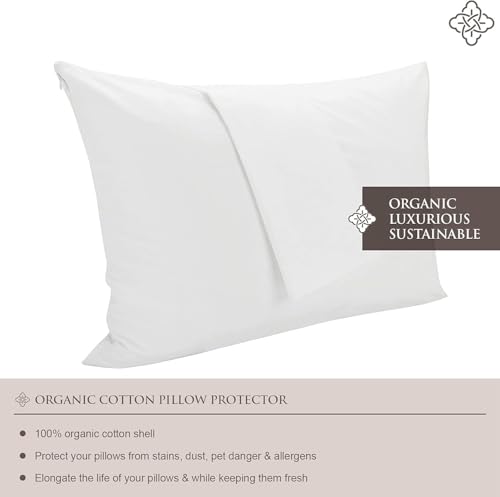 Bioweaves 100% Organic Cotton Breathable Pillow Protectors GOTS Certified with Zipped Closure – Youth - 16” x 22”, 2-Pack - size: Youth - 16"x22" - 2 pack