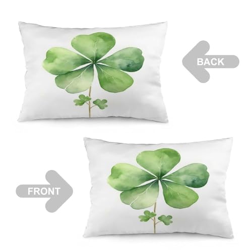 Watercolor Green Lucky Clover Cushion Covers 12 "x20 Irish Style Lumbar Pillow Covers Outdoor Pillowcase Double-Sided Printed Pillow Cover Decorative Pillows for Bed for Sofa Home Decor - color: Pattern-1, size: 20" x 12" (Pack of 1)