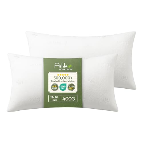 Ashler Home Deco Throw Pillows Insert- 12x20 Pillow Inserts with Air Layer, Premium Bed and Couch Pillows - Indoor Decorative Throw Pillow, Lumbar Cushion Sham Stuffer, Pack of 2, White - size: 12x20 Inch