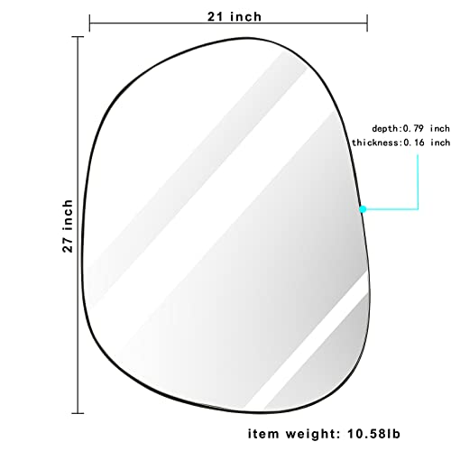 ELEHUME Asymmetrical Wall Mirror for Decor 21"*27", Modern Black Framed Wall Mirror for Living Room Bathroom Bedroom Entryway ELE-STOU-0065B - color: Mat Black, size: 27"L x 21"W