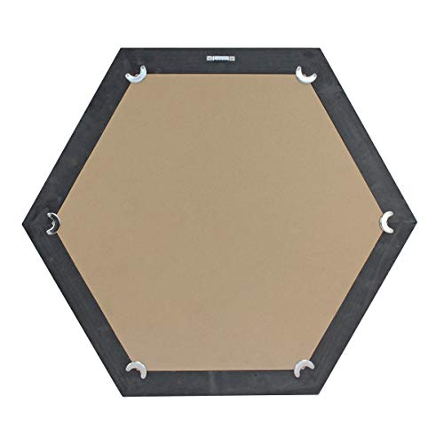 Stonebriar Decorative 24" Hexagon Wall Mirror with Black Wood Frame and Attached Hanging Bracket, Decorative Country Rustic Decor for the Living Room, Bedroom, Bathroom, Hallway, and Entryway - color: Black
