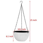 Foraineam 10.2 Inch Dual-pots Design Hanging Basket Planters Self-Watering Indoor Outdoor Hanging Flower Plant Pot with Drainer and Chain (White) (Pack of 3) - size: 10.2” (Pack of 3)