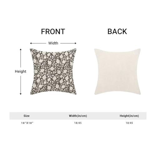 Taupe Floral Throw Pillow Covers 18x18 Set of 2, Flower Print Linen Decorative Pillow Cover Neutral Vintage Outdoor Cushion Cover Taupe Black Floral Pillowcase for Sofa Couch Farmhouse Room - color: Floral Black, size: 18" x 18" (Pack of 2)