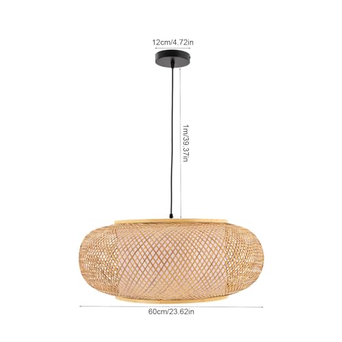 Rattan Pendant Lights, 24inch Handmade Bamboo Wicker Rattan Pendant Light Fixture Asian Retro Hanging Lamp Ceiling Lamp, Height Adjustable for Kitchen Island, Dining Room, Living Room, Bedroom