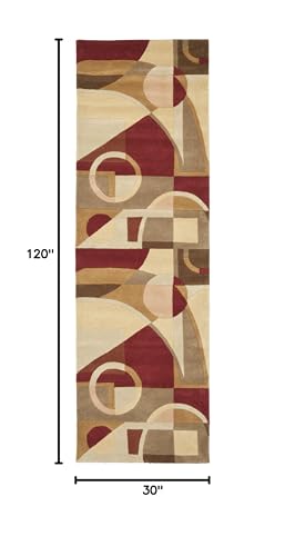 SAFAVIEH Rodeo Drive Collection Runner Rug - 2'6" x 10', Beige & Multi, Handmade Mid-Century Modern Abstract Wool, Ideal for High Traffic Areas in Living Room, Bedroom (RD845A) - color: Beige/Multi, size: 2'6" x 10' (Runner)