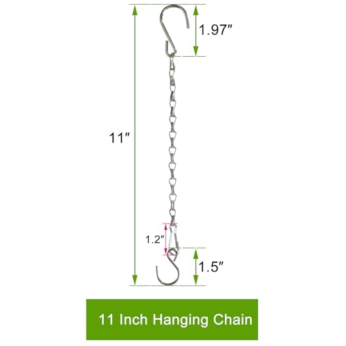 Chain for Hanging Plants,11 Inch Silver Hanging Chain, Small Hanging Basket Chain Kits with Hooks for Bird Feeder Hanging Plant Extender Porch Wind Chime (Silver, 11 Inch-12PCS) - color: Silver, size: 11 Inch-12PCS