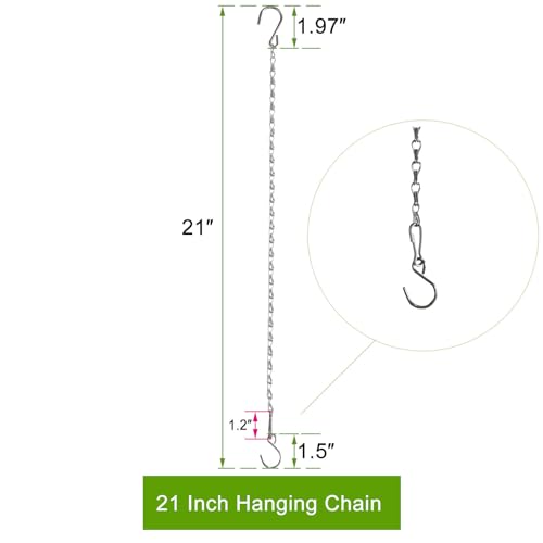 Chain for Hanging Plants,21 Inch Silver Hanging Chain, Small Hanging Basket Chain Kits with Hooks for Bird Feeder Hanging Basket Extender Porch Wind Chime (Silver, 21 Inch-6PCS) - color: Silver, size: 21 Inch-6PCS