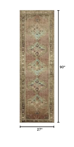 Loloi Magnolia Home by Joanna Gaines Sinclair Collection SIN-06 Clay/Tobacco 2'-3" x 7'-6", .25" Pile Height, Machine Washable, Runner Rug - color: Clay / Tobacco, size: 2'3" x 7'6" (Rectangular)