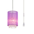 LaLuLa Purple Plug-in Hanging Lamp- Easy Install Crystal Pendant Light for Girls Bedroom, Nursery, Playhouse, Vanity, Closet, Bathroom - color: Purple, size: 5.9"