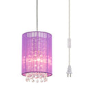 LaLuLa Purple Plug-in Hanging Lamp- Easy Install Crystal Pendant Light for Girls Bedroom, Nursery, Playhouse, Vanity, Closet, Bathroom - color: Purple, size: 5.9"