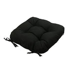 Magpie Fabrics Patio Tufted Seat Cushions 19"x19" with Ties, 2 Pack, U-Shape Waterproof Outdoor/Indoor Chair Pads for Garden Dining Office, Tatami Floor Pillow Meditation(Black Olefin)