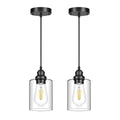 Licperron 2 Pack Modern Black Pendant Lighting, Clear Glass Shade Pendant Lights Kitchen Island, Hanging Ceiling Light Fixture, Farmhouse Pendant Lighting for Dining Room Bedroom Bar Office - size: 2-Pack