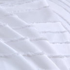 Standard Pillow Shams 2 Pack, Standard Size Pillowcases, Soft Microfiber Geometric Striped Tufted Pillow Covers with Envelope Closure, White, 20x26 Inches (No Insert) - color: White-stripe, size: Standard(20*26)