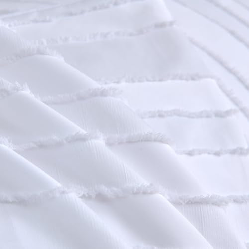 Standard Pillow Shams 2 Pack, Standard Size Pillowcases, Soft Microfiber Geometric Striped Tufted Pillow Covers with Envelope Closure, White, 20x26 Inches (No Insert) - color: White-stripe, size: Standard(20*26)