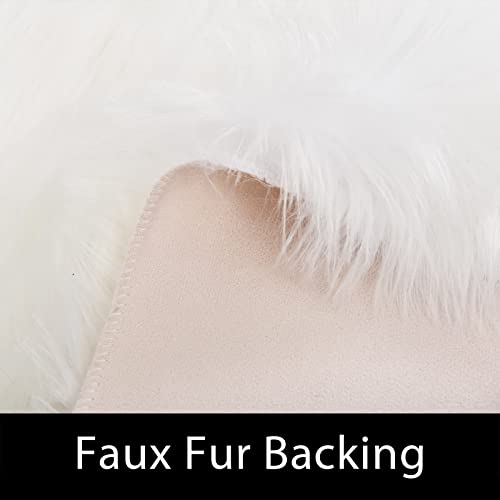 Latepis White Sheepskin Rug 2x3 Faux Fur Sheepskin Rug for Living Room Fluffy Washable Rugs for Bedroom Luxury Room Decor Furry Rugs Rectangle - color: White, size: 2' x 3' (Rectangular)