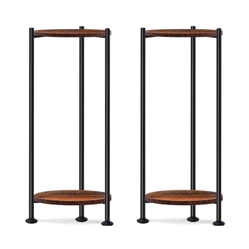 Lilybud--lily 2-Pack Plant Stand Indoor Outdoor, 30'' Tall Plant Stands for Indoor Plants, Heavy Duty Indoor Plant Shelf, 2 Tier Flower Stand for Living Room, Balcony, Deck(Brown) - color: dark brown-2 pack
