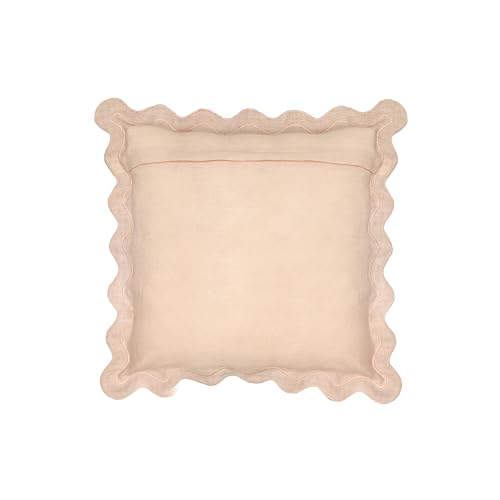 Tov Furniture Scalloped Edge Cream and Rust Cotton Velvet Throw Pillow - color: Cream, Rust