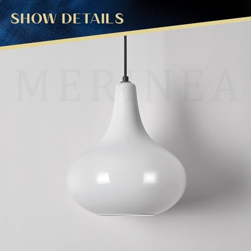11" Milk White Glass Pendant Light – Modern Ceiling Hanging Fixture Matte Black for Kitchen Island, Dining Room, Hallway – E26 Base - color: White