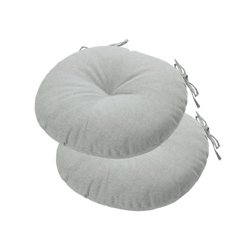 Bistro Chair Cushions 15 inch,Set of 2,Tufted Round Chair Cushions with Ties,15"x15"x4",Water Resistant Round Seat Cushion for Barstool Chairs,Patio Garden Kitchen Outdoor Furniture(Light Gray) - color: Light Gray, size: 15"x15"