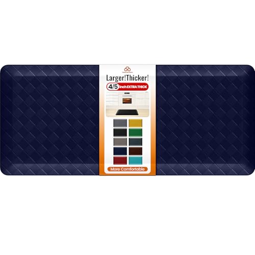 4/5 Inch Extra Thick Kitchen Mats for Floor,Non Slip Anti Fatigue Kitchen Rugs,Waterproof Stain Resistant Sink Mat,Cushioned Standing and Comfort Mats for Office (17"x39" Blue) - color: Blue, size: 39"L x 17"W x 0.8"Th