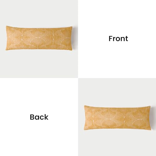 AELS Boho Decorative Textured Lumbar Throw Pillow Covers 14x36, Organic Modern Mid Century Rainbow Tufted Long Pillow Case, Farmhouse Geometric Woven Cushion Case for Bed Couch Sofa, Mustard Yellow - color: Mustard Yellow, size: 36" x 14" (Pack of 1)