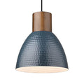 ELYONA Hammered Pendant Light for Kitchen Island, 10.2” Metal Solid Wood Bar Hanging Lamp, Adjustable Height Industrial Pendant Lighting for Dining Room, Bedroom, Bar, Office, Modern Blue - color: Blue - 1 Pack