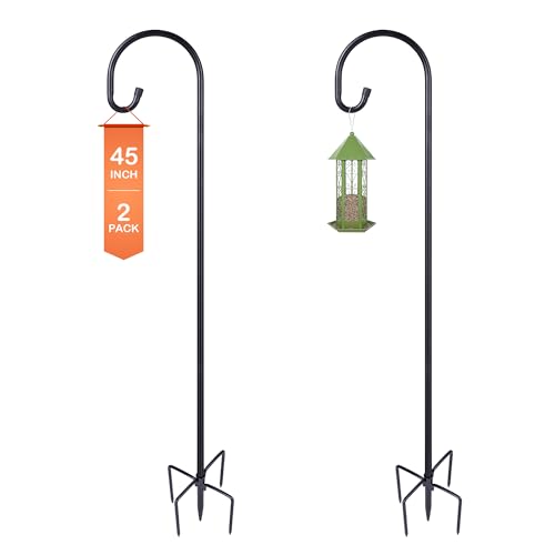 Ottsuls Bird Feeder Pole, 45 INCH Heavy Duty Shepherds Hooks for Outdoor with 5 Prong Base, Adjustable Stand Hanger for Garden Plant, Hummingbird Feeder, Lantern, Hanging Wedding Decor (2 Pack) - size: 45 INCH, style: B-2 Pack