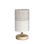AFORTLO Table Desk Lamp, Small Fabric Boho Decorative Nightstand Night Light Solid Wood Base Lamp for Bedroom,Living Room,End Table or Office with Bulb (Brown Knit Fabric)
