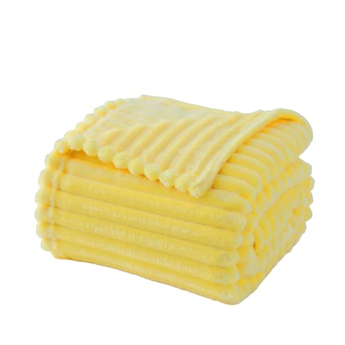 Banana Yellow Throw Blanket for Couch Sofa 5070 inches Striped Fleece Blankets Room Home Decor Lightweight Plush Soft Cozy Gifts for Women Mom Girls - color: Banana Yellow, size: Twin(60"x80")