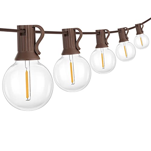 Mlambert 50Ft Outdoor String Lights, G40 Globe Patio Lights with 25+2 Waterproof LED Hanging Plastic Bulbs for Gazebo Pergola Cafe Bedroom-Brown Wire - color: Brown