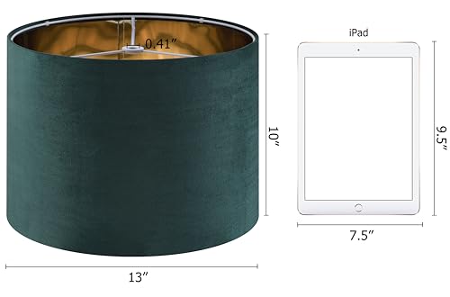 GO&SO Green Velvet Medium Lamp Shades Drum Lamp Shades 13" Top x 13" Bottom x 10" High (Spider) Modern Lampshade for Table Lamps & Floor Lamps & Bedside Lamps -Assembly Required - By GO&SO - color: green--1, size: 13*13*10 inch-1 Pack