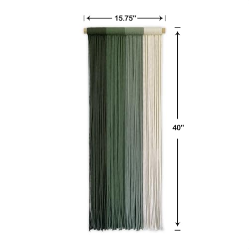TANNCOY Green Macrame Wall Hanging, Handmade Long Boho Tapestry Decor Wall Art for Living Room, Office, Home, 40" L x 15.75" W