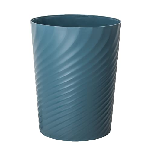 UUJOLY Plastic Trash Can Wastebasket, Garbage Container Basket for Bathrooms, Kitchens, Offices, Kids Rooms, Bluish Green - color: Dark Blue, size: 1.8 Gallon/1 Pack