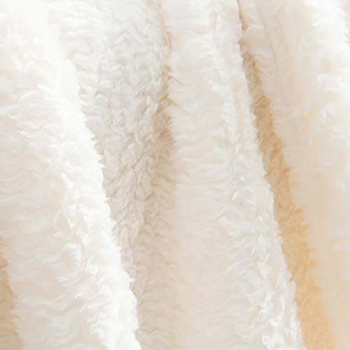 Ultra Soft Cozy Sherpa Throw Blanket, Solid Antique White Light Weight Warm Decorative Boho Style Plush Throw Blanket Cover for Sofa, Couch, Bedroom,Travel, Pattern Reversible, 50”x60” - color: Antique White, size: Throw-50'' x 60''