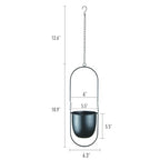 Modern Metal Hanging Planters with 6 Inch Pots and Sleek Chains - Set of 2 Oval Geometric Plant Hangers - Black Wall and Ceiling Mount Flower Holders for Indoor Décor - size: OVAL-6 INCH POT-V2