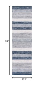 SAFAVIEH Striped Kilim Collection Runner Rug - 2'3" x 8', Grey & Blue, Flat Weave Cotton Design, Easy Care, Ideal for High Traffic Areas in Living Room, Bedroom (STK804M) - color: Grey/Blue, size: 2'3" x 8' (Runner)