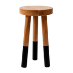 Rubber Wood 9" Round Plant Stand |Dip Dyed Black Accent Stool |Milking Stool |Small Side Table(16" H) - color: 16" Tall Black