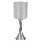 3 Way Touch Control Table Lamp, Dimmable Bedside Desk Lamp with Metal Base Modern Nightstand Lamp Stylish Grey Shade Simple Side Table Lamp for Bedroom, Living Room, Office or Den LED Bulb Included - color: Silver Base with Gray Shade