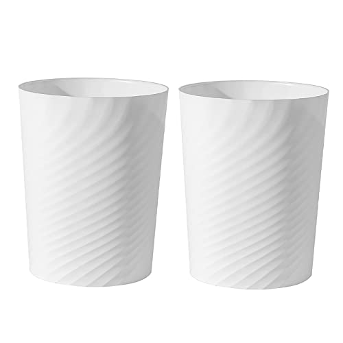 UUJOLY Plastic Small Trash Can Wastebasket, Garbage Container Basket for Bathrooms, Laundry Room, Kitchens, Offices, Kids Rooms, Dorms, (White, 1.8 Gallon/2 Pack) - color: White, size: 1.8 Gallon/2 Pack