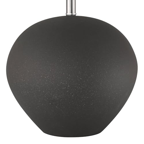 360 Lighting Paulo 24 1/2" High Pot Farmhouse Rustic Southwestern 3-Way Table Lamp Matte Black Ceramic Single Fabric Beige Shade Living Room Bedroom Bedside Nightstand House Office Home Reading