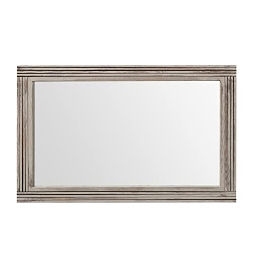 YOSHOOT Hand-Made Wooden Spliced Wall Mirror for Bathroom, Rustic Farmhouse Vanity Mirror, Décor Wall Art, Solid Wood Frame, Vertical or Horizontal Hanging - color: Spliced White Grey, size: 48"L x 30"W