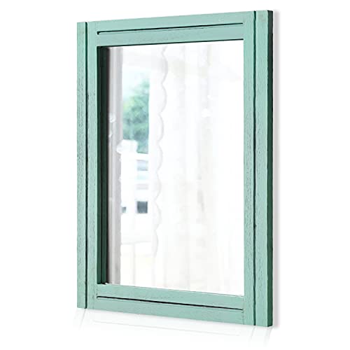 AAZZKANG Rectangle Wall Mirror with Wood Framed Modern Hanging Mirrors Decor for Bedroom Bathroom Living Room Entrance Green Large 20"x16" - color: Green, size: 20"L x 16"W