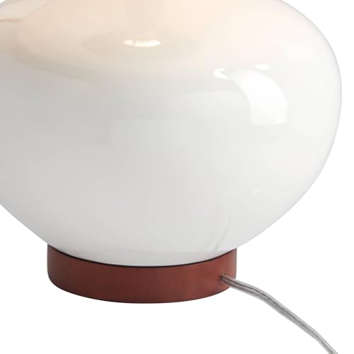 360 Lighting Brice Mid Century Modern Accent Table Lamp 23" High Ivory Ceramic Wood Neck Off White Tapered Drum Shade for Bedroom Living Room House Home Bedside Nightstand Office Family - color: Wood and White Smooth Ceramic