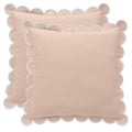 BEBE BASK Scalloped Pillow Cover - Set of 2-18 x 18 Inch - Scallop Pillow Covers – Peach Pink Scalloped Pillows - Scallop Pillows - 100% Cotton - Grandmillennial Style (Peach Pink/White) - color: Peach Pink/White