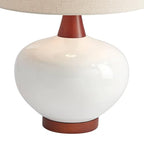 360 Lighting Brice Mid Century Modern Accent Table Lamp 23" High Ivory Ceramic Wood Neck Off White Tapered Drum Shade for Bedroom Living Room House Home Bedside Nightstand Office Family - color: Wood and White Smooth Ceramic