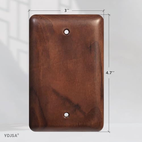 Gloss Finish Blank Wall Plate Solid Wood 1-Gang Cover Plate in Premium North American Walnut - color: Walnut wood, size: Blank Wall Plate