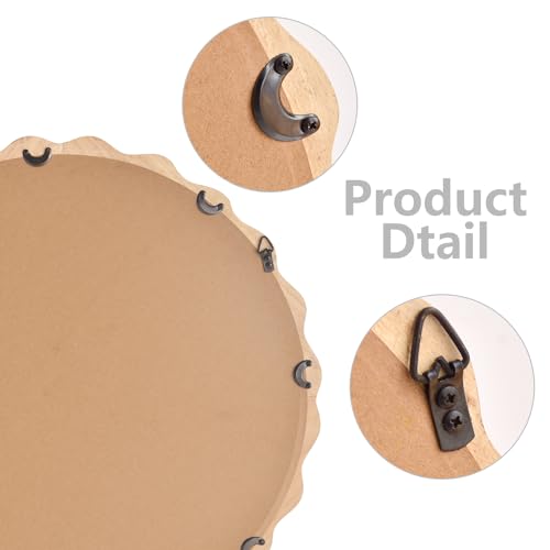 Irregular Wall Mirror,Wood Round Farmhouse Mirror Unique Vanity Mirror,36" Nature Wooden Modern Bathroom Mirror for Washroom Living Room Bedroom - size: 36"L x 36"W