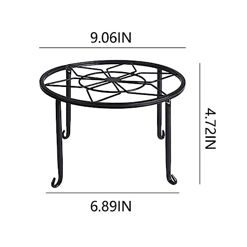 4 Pack Black Metal Potted Plant Stand for Indoor and Outdoor Plants 9.1 inches Heavy Duty Flower Pot Planter Holder, Metal Rustproof Iron Garden Container Round Supports Rack for Planter Pumpkin Stand