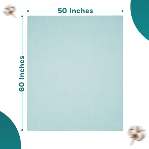 Arconiz Darcy Throw Blanket 50''x60'', Mint Solid Textured Woven Cotton Blend Throw for Couch Sofa Bed, Soft Lightweight All Season Decorative Blanket for Modern Home Decor - color: Mint Solid